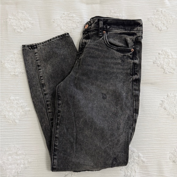 Express Denim - Express Washed Black Boyfriend Straight Leg Jeans